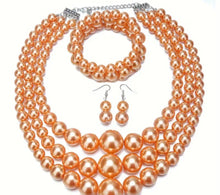 Load image into Gallery viewer, 3PC. PEARL NECKLACE SET