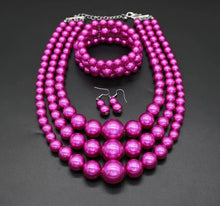 Load image into Gallery viewer, 3PC. PEARL NECKLACE SET