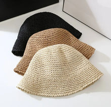 Load image into Gallery viewer, BEACH STRAW BUCKET HAT