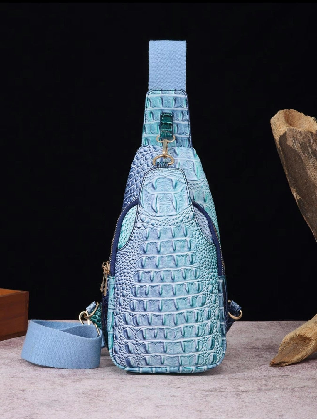 CROCODILE EMBOSSED CHEST BAG