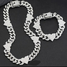 Load image into Gallery viewer, HEART CUBAN LINK NECKLACE SET