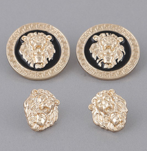 Load image into Gallery viewer, LION PENDANT NECKLACE & STUDDED EARRING SET