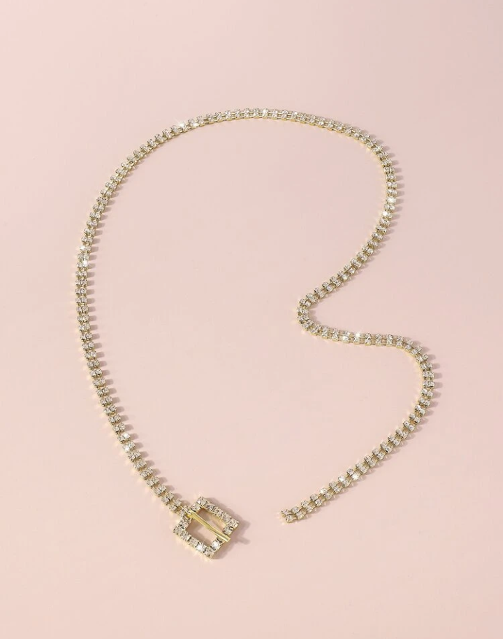 RHINESTONE Y-LARIAT PENDANT NECKLACE