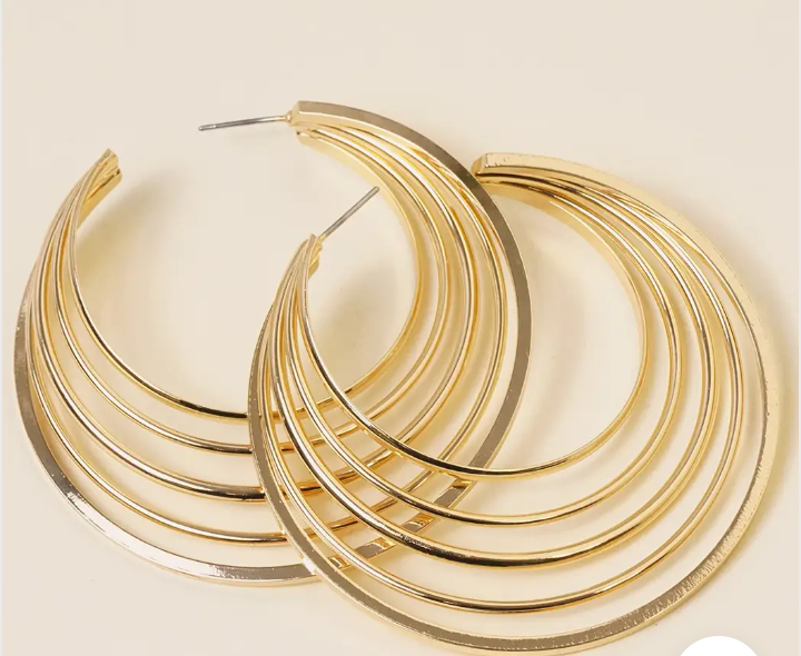 SIMPLE FIVE LAYER HOLLOW HOOP EARRINGS
