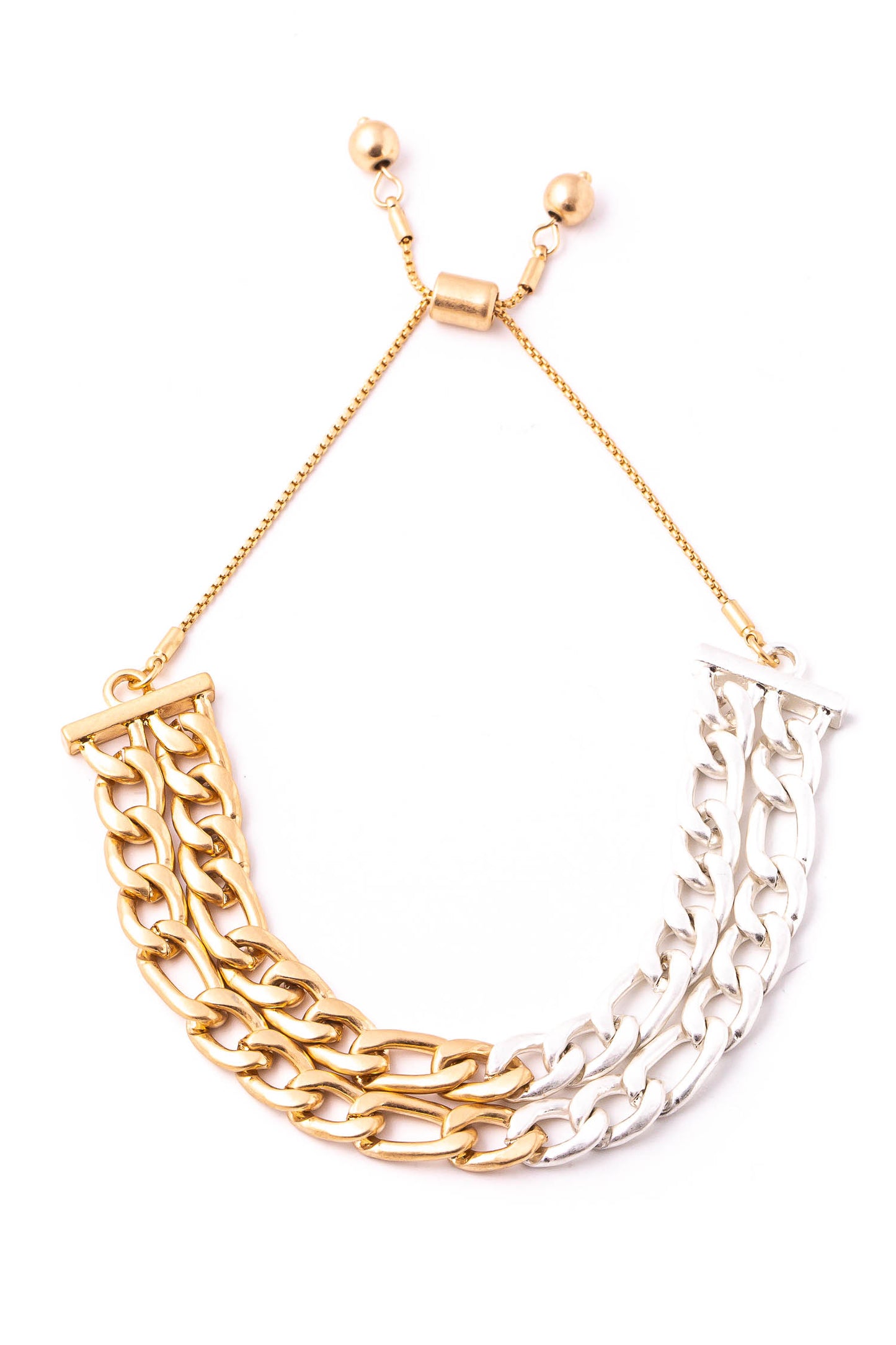TWO-TONE CHAIN LINK NECKLACE & BRACELET SET