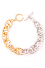 Load image into Gallery viewer, TWO-TONE OVAL TOGGLE CHAIN NECKLACE & BRACELET SET