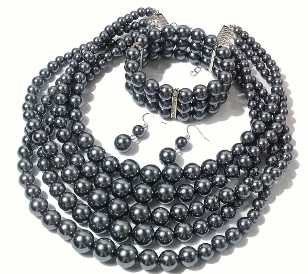 3PC. PEARL NECKLACE SET