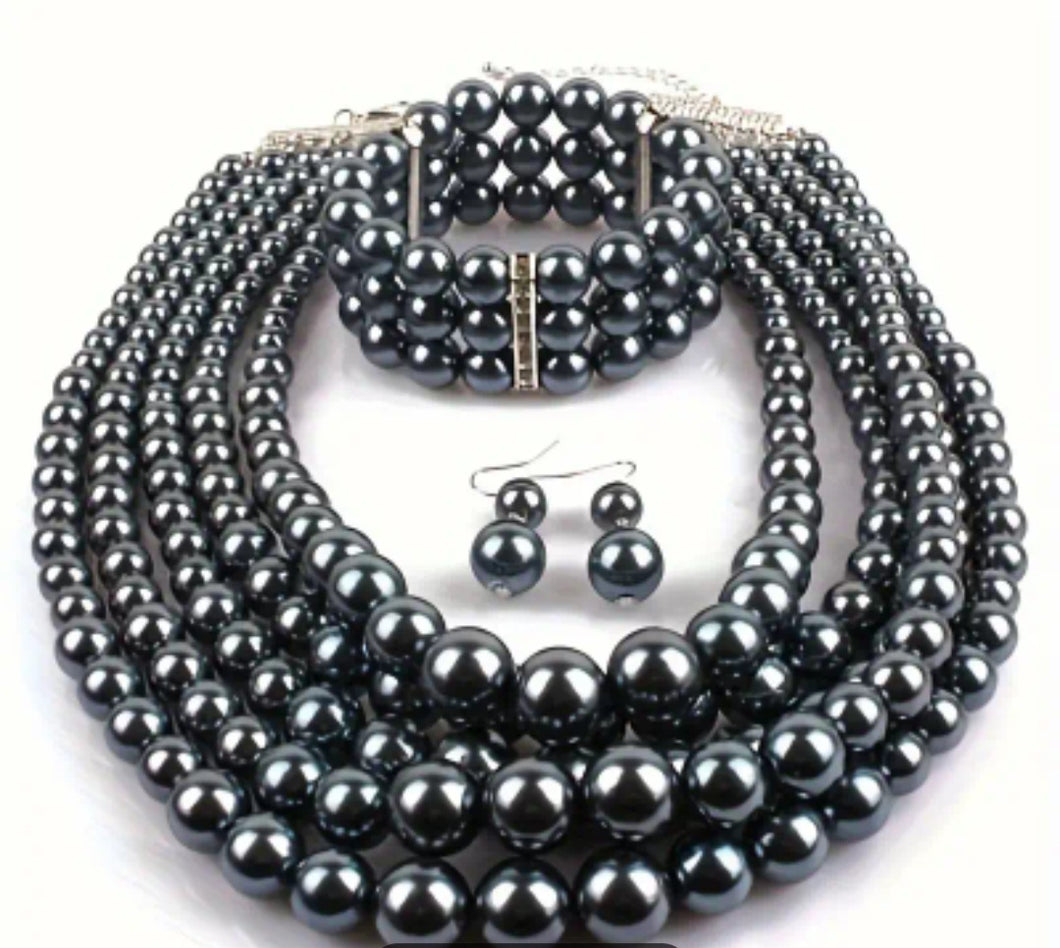 3PC. PEARL NECKLACE SET