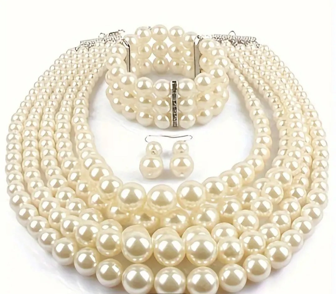 3PC. PEARL NECKLACE SET