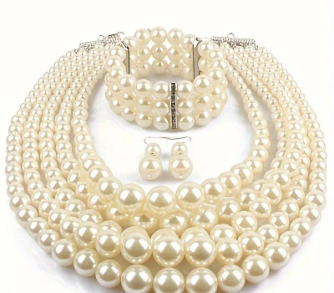 3PC. PEARL NECKLACE SET