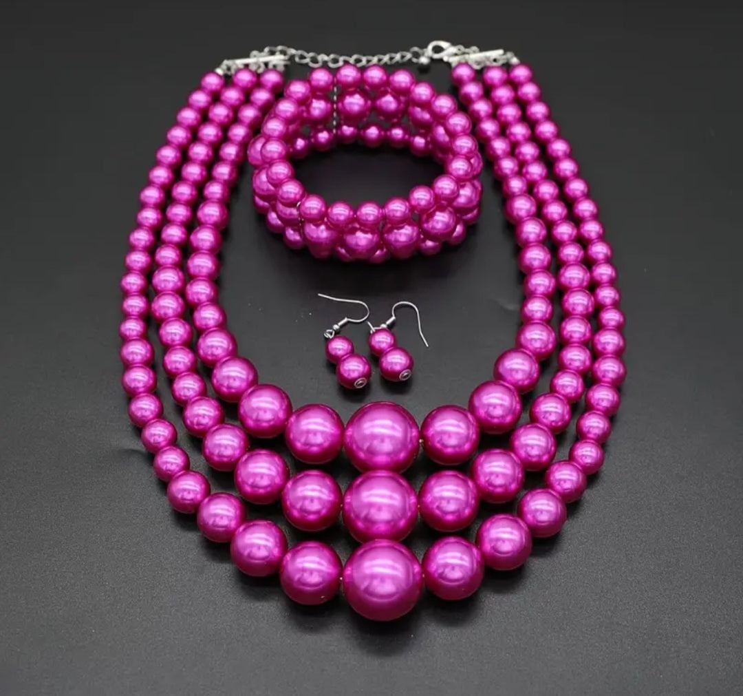 3PC. PEARL NECKLACE SET