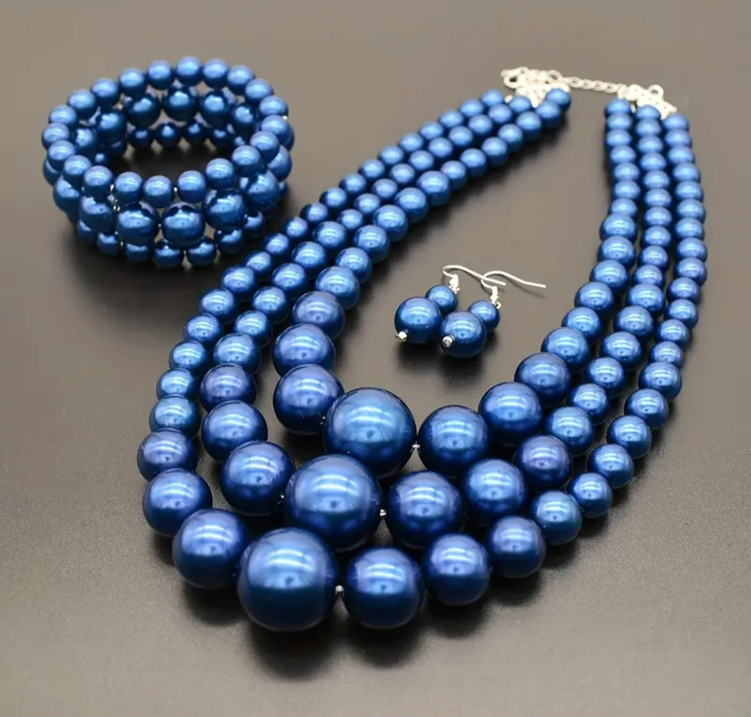 3PC. PEARL NECKLACE SET