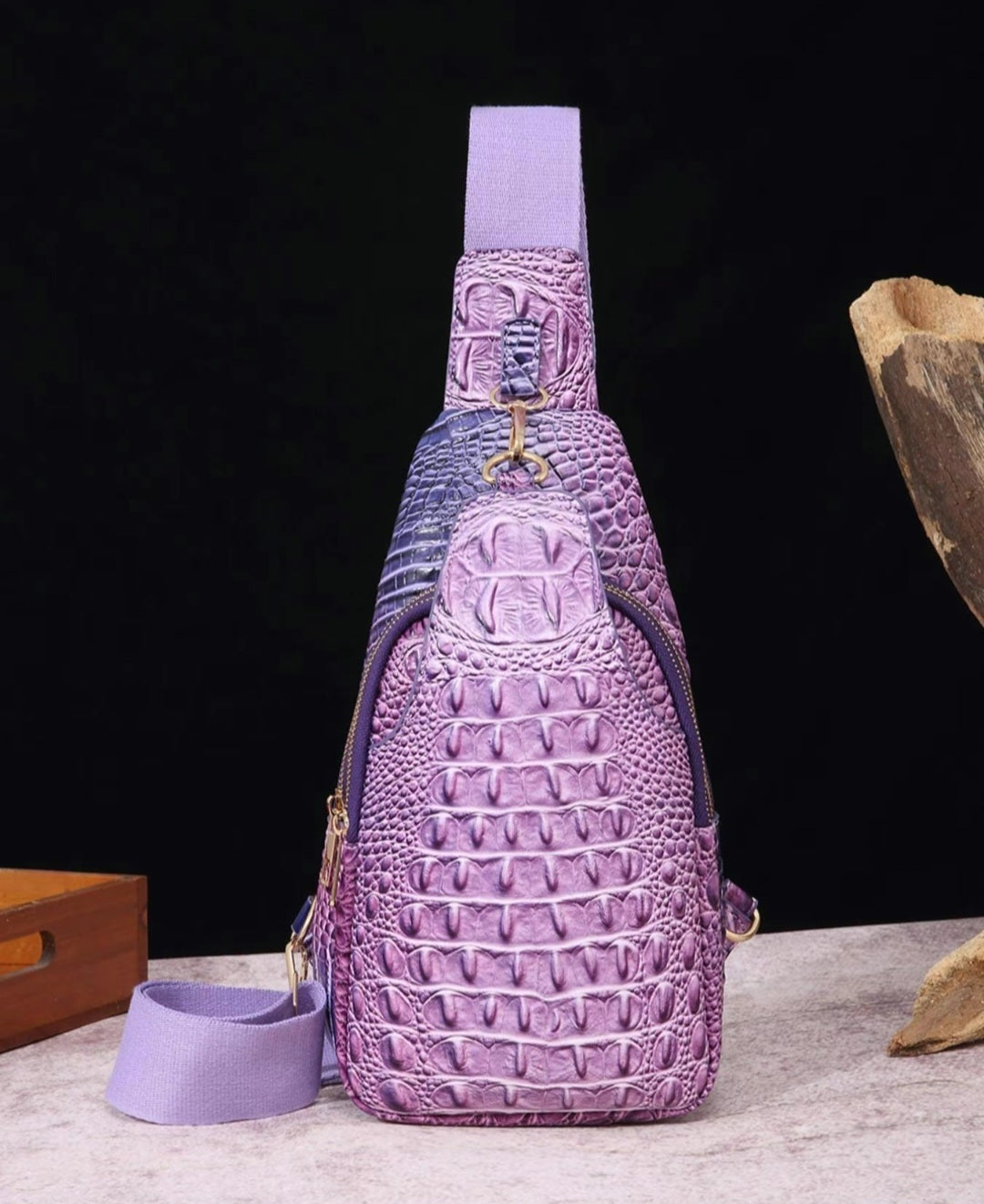 CROCODILE EMBOSSED CHEST BAG