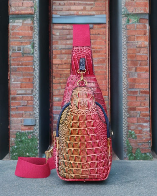 CROCODILE EMBOSSED CHEST BAG