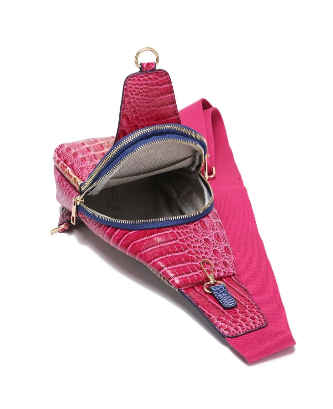 CROCODILE EMBOSSED CHEST BAG