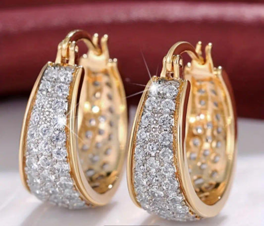 GOLD - PLATED ZIRCON HOOP EARRINGS