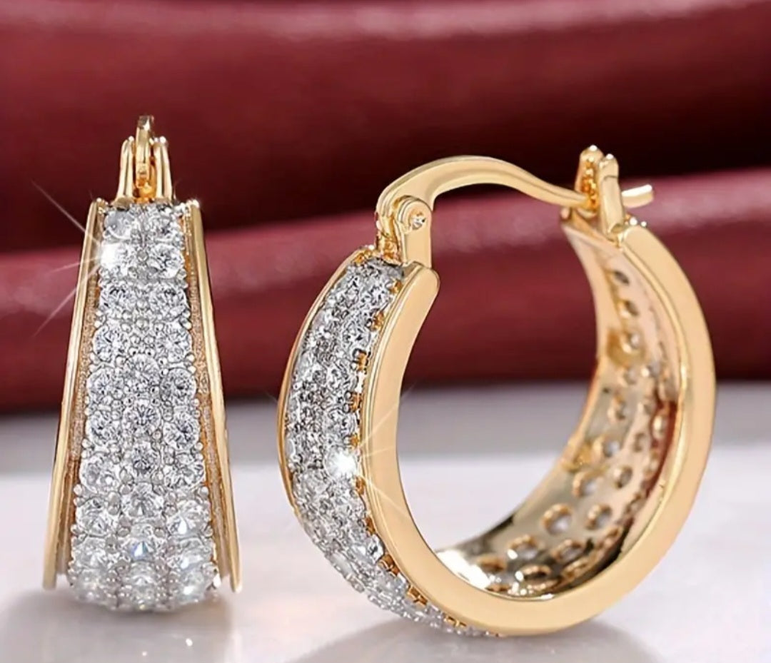 GOLD - PLATED ZIRCON HOOP EARRINGS