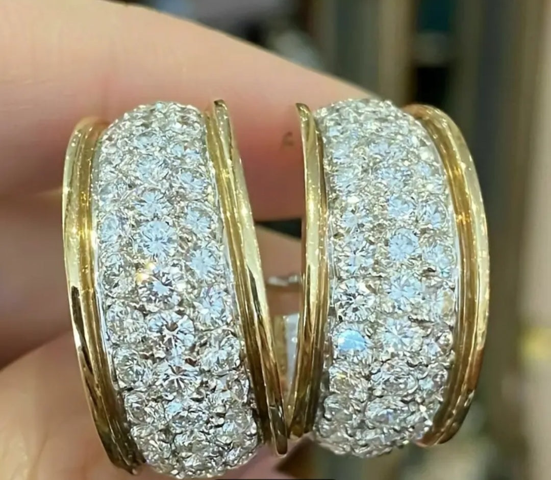 GOLD - PLATED ZIRCON HOOP EARRINGS
