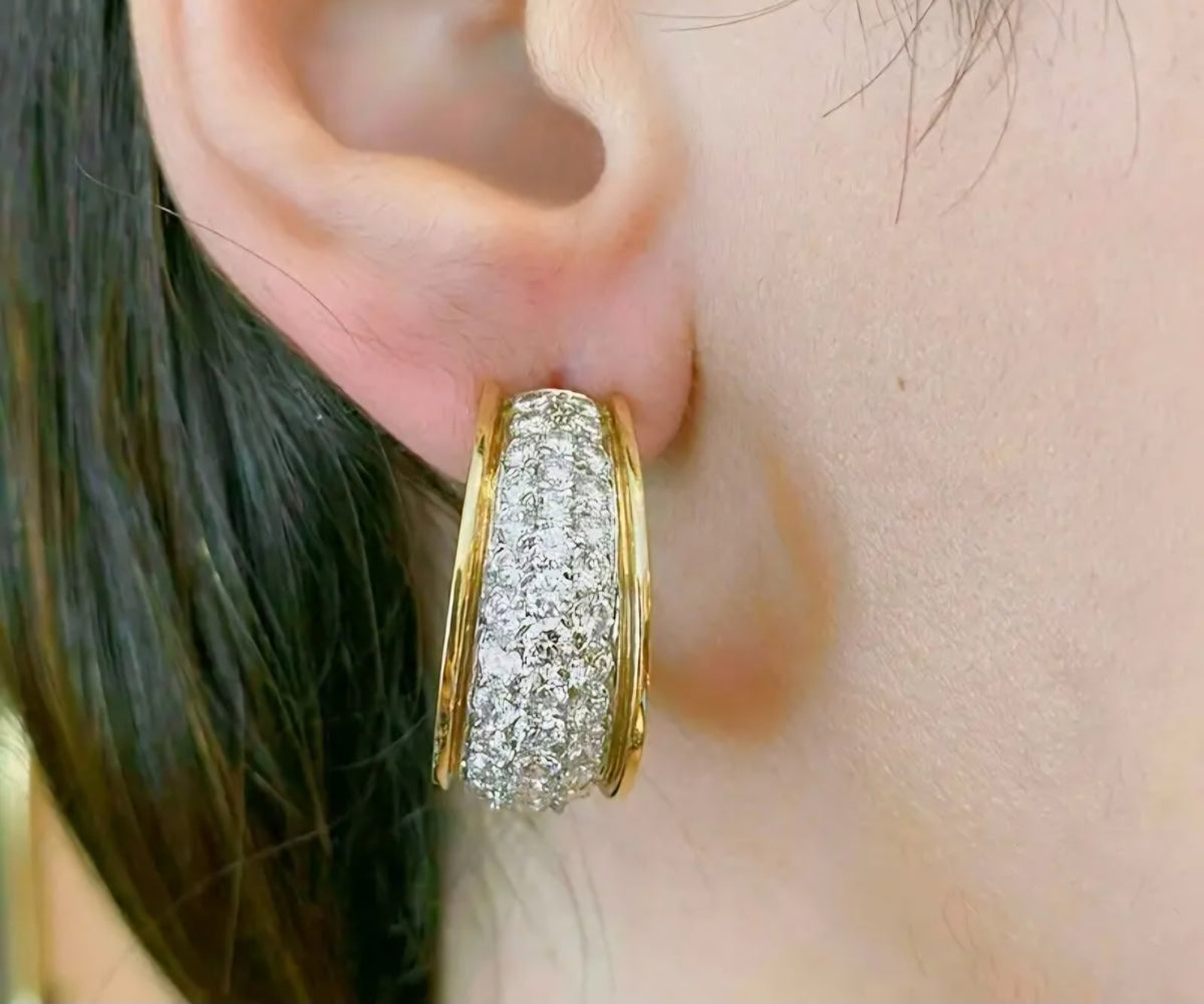 GOLD - PLATED ZIRCON HOOP EARRINGS