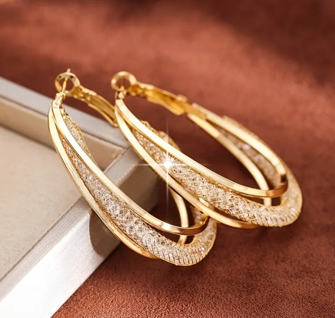 MESH TWISTED HOOP EARRINGS
