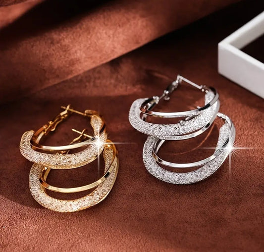 MESH TWISTED HOOP EARRINGS