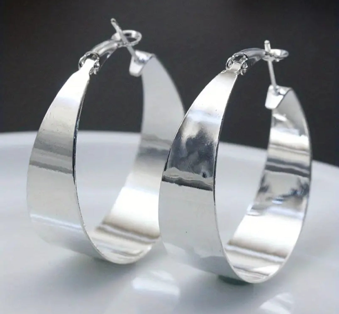 SILVER PLATED HOOP EARRINGS