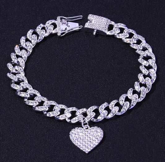 SILVER HEART ANKLE BRACELET