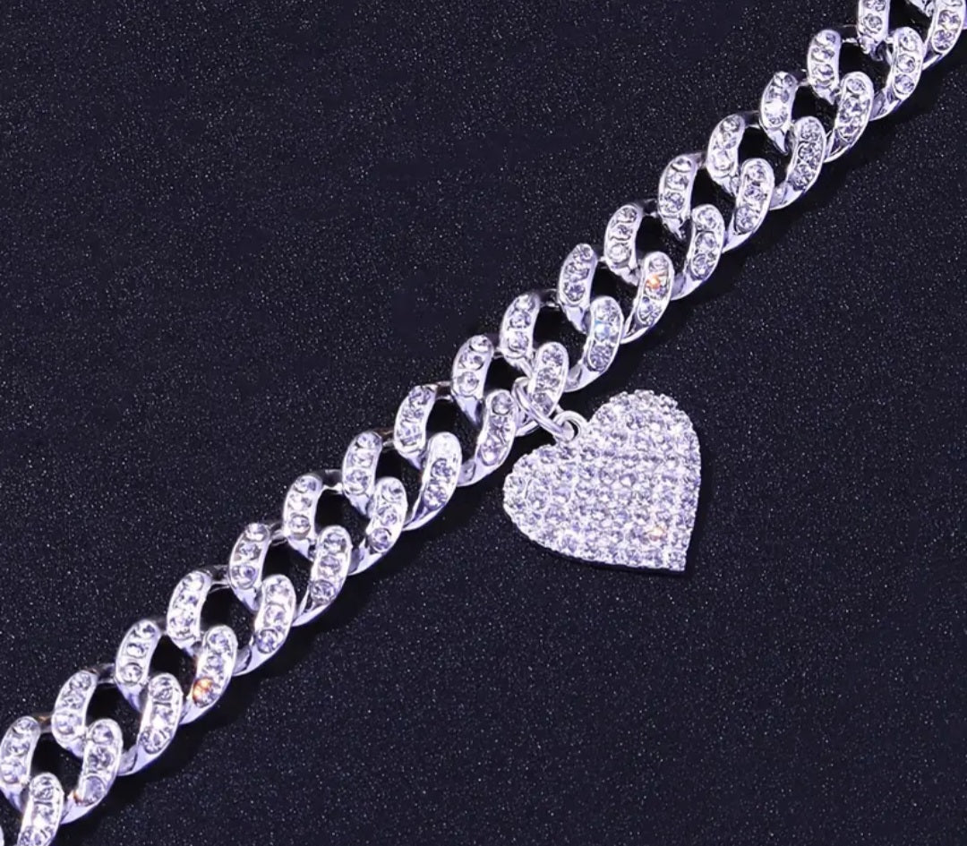 SILVER HEART ANKLE BRACELET