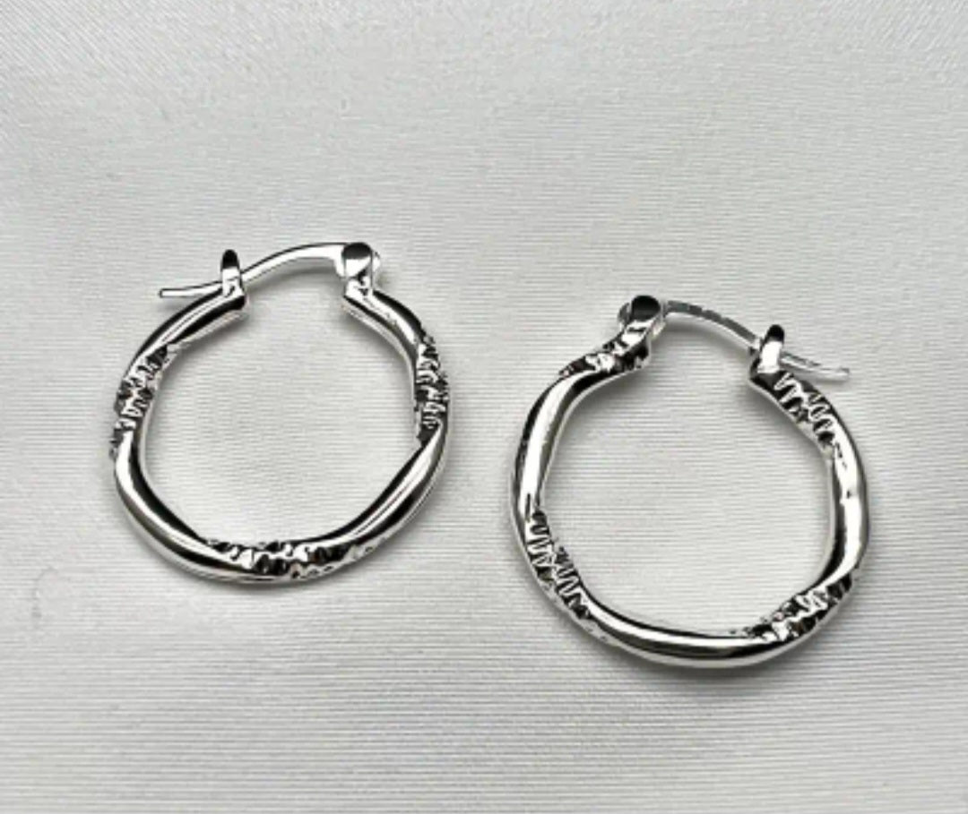 RHINESTONE CUT HOOP EARRINGS
