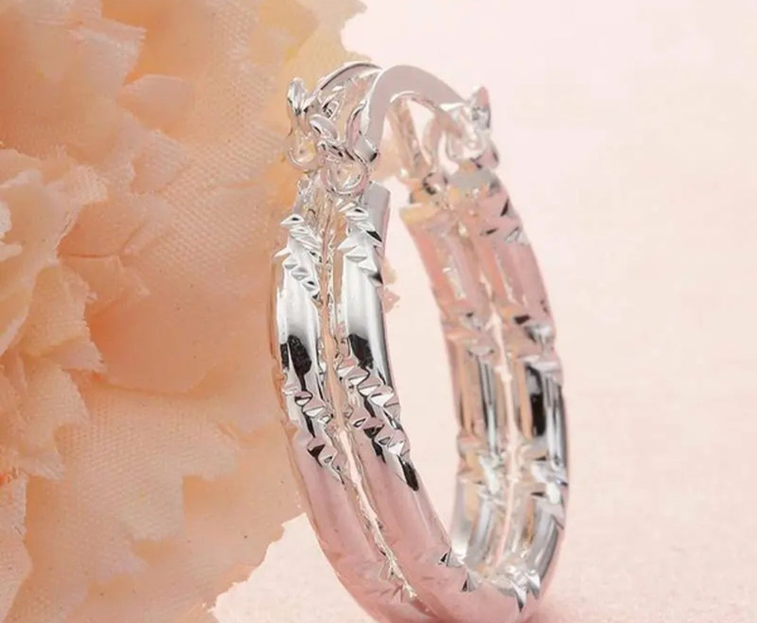 RHINESTONE CUT HOOP EARRINGS