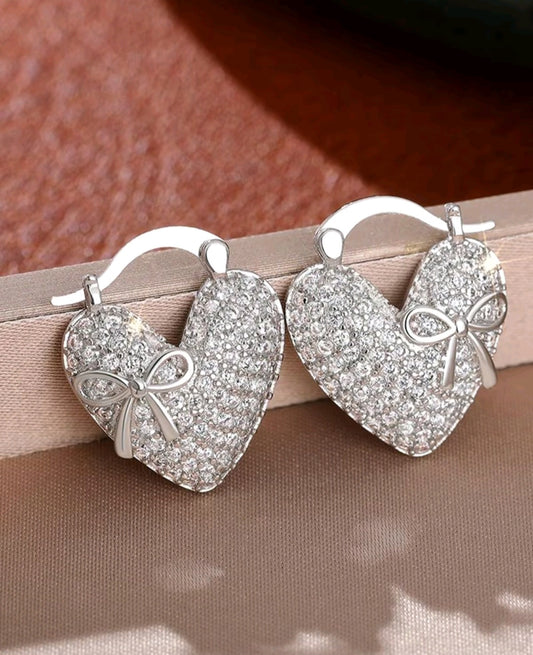 SILVER SACRED HEART EARRINGS