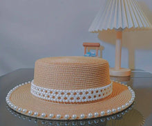 Load image into Gallery viewer, STAY COOL PEARL STRAW HAT
