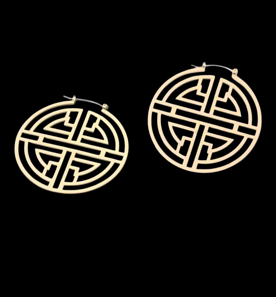 AZTEC HOOP EARRINGS