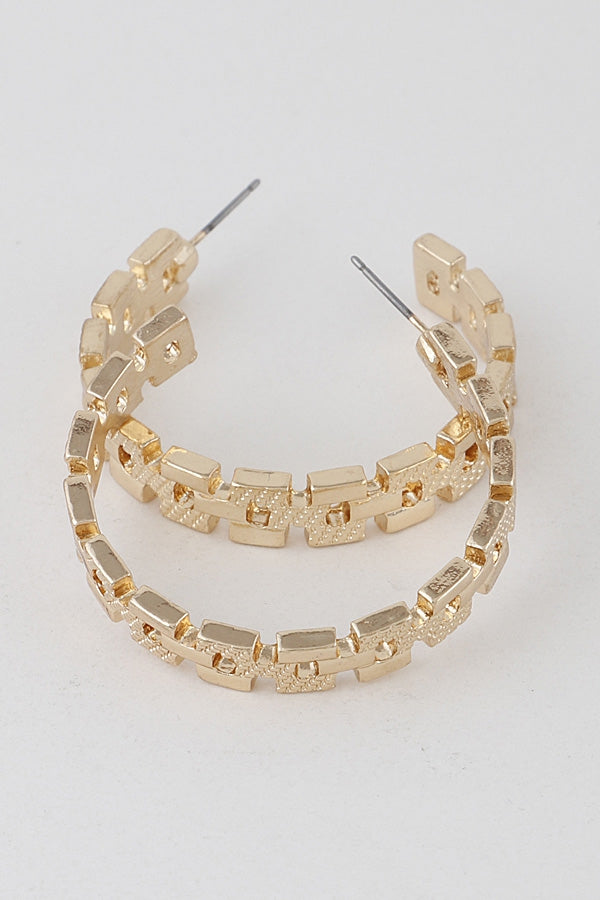SQUARE PATTER HOOP EARRINGS