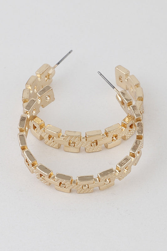 SQUARE PATTER HOOP EARRINGS