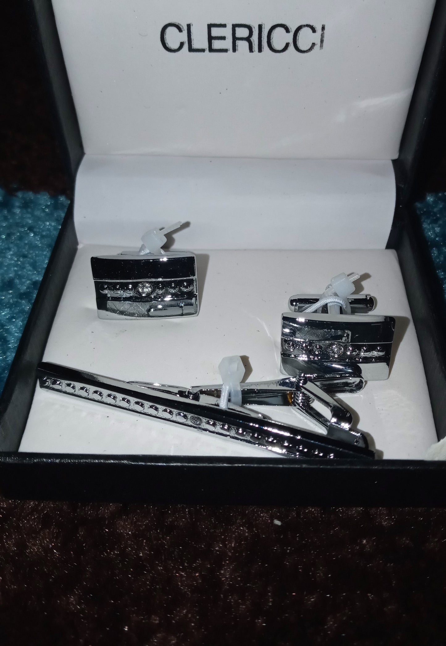 CLERICCI CUFFLINKS & TIE BAR SET