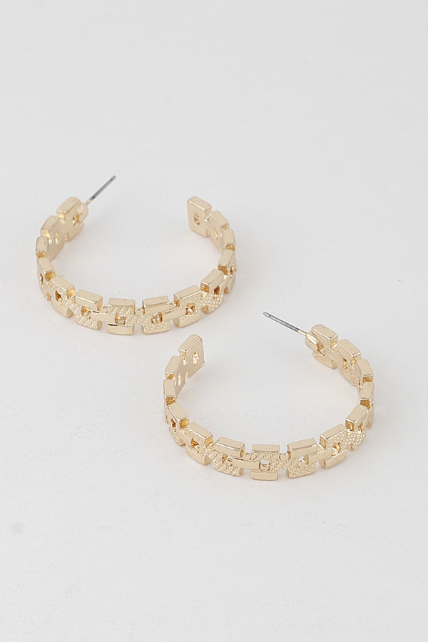 SQUARE PATTER HOOP EARRINGS
