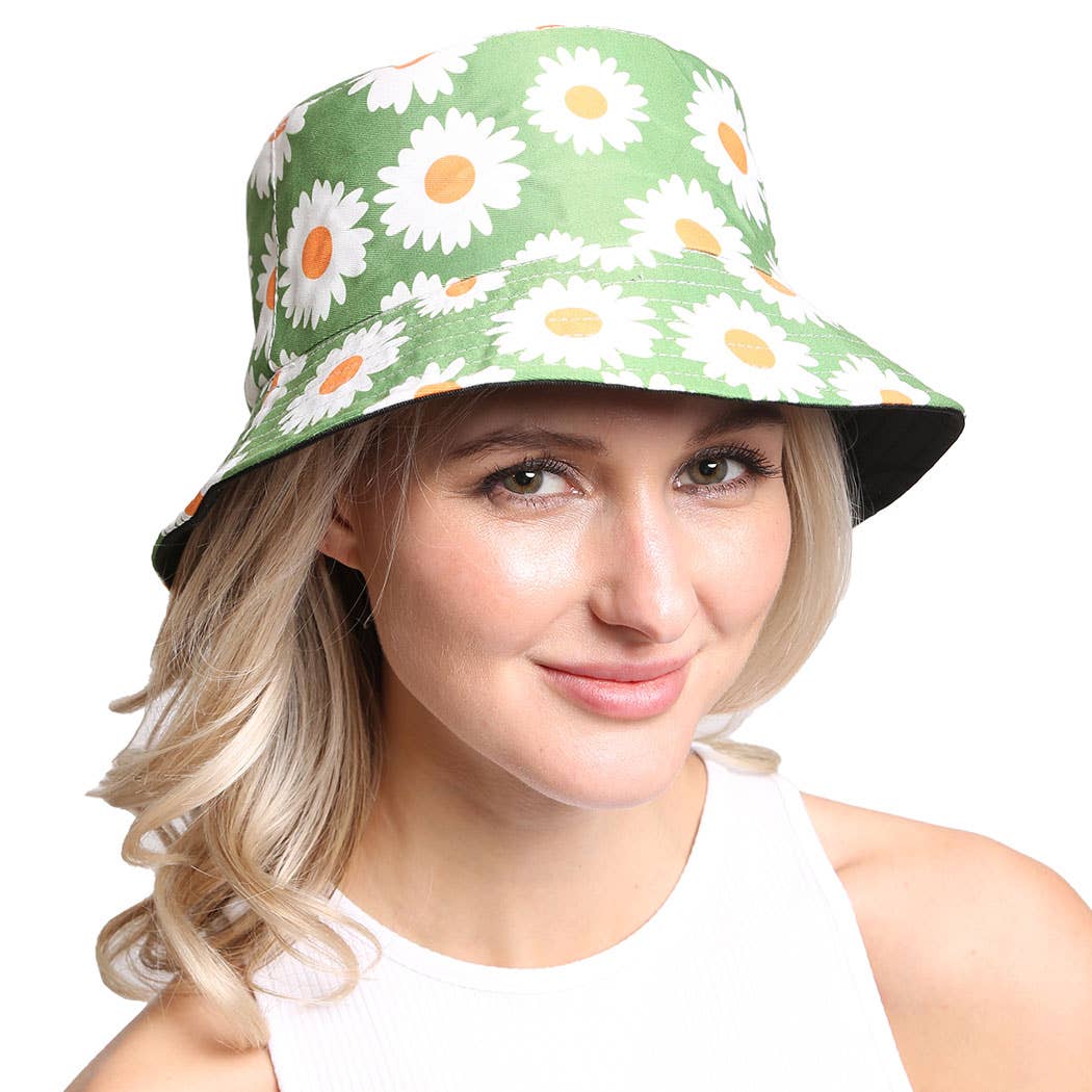 REVERSIBLE DAISY BUCKET HAT