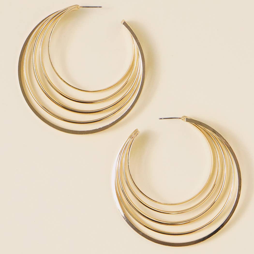 SIMPLE FIVE LAYER HOLLOW HOOP EARRINGS