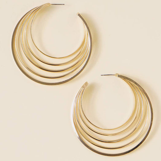 SIMPLE FIVE LAYER HOLLOW HOOP EARRINGS