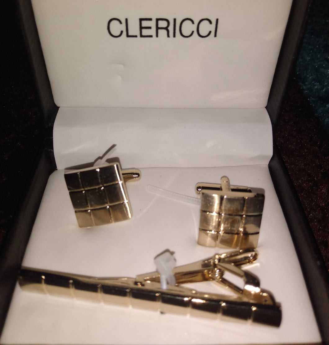 CLERICCI CUFFLINKS & TIE BAR SET