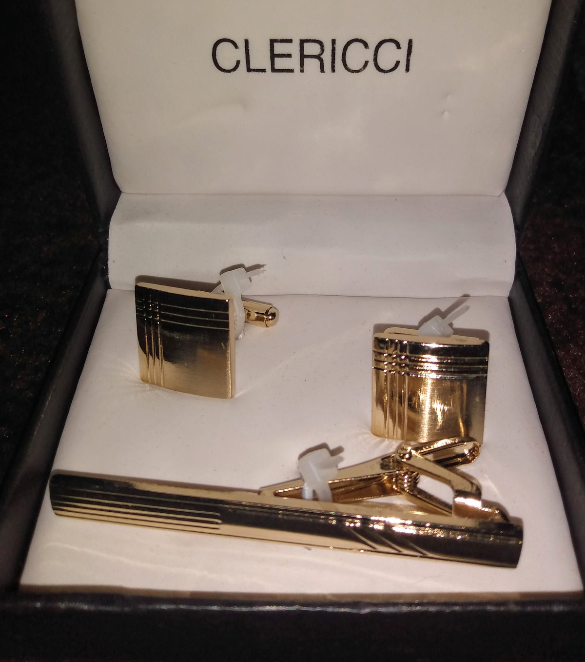 CLERICCI CUFFLINKS & TIE BAR SET