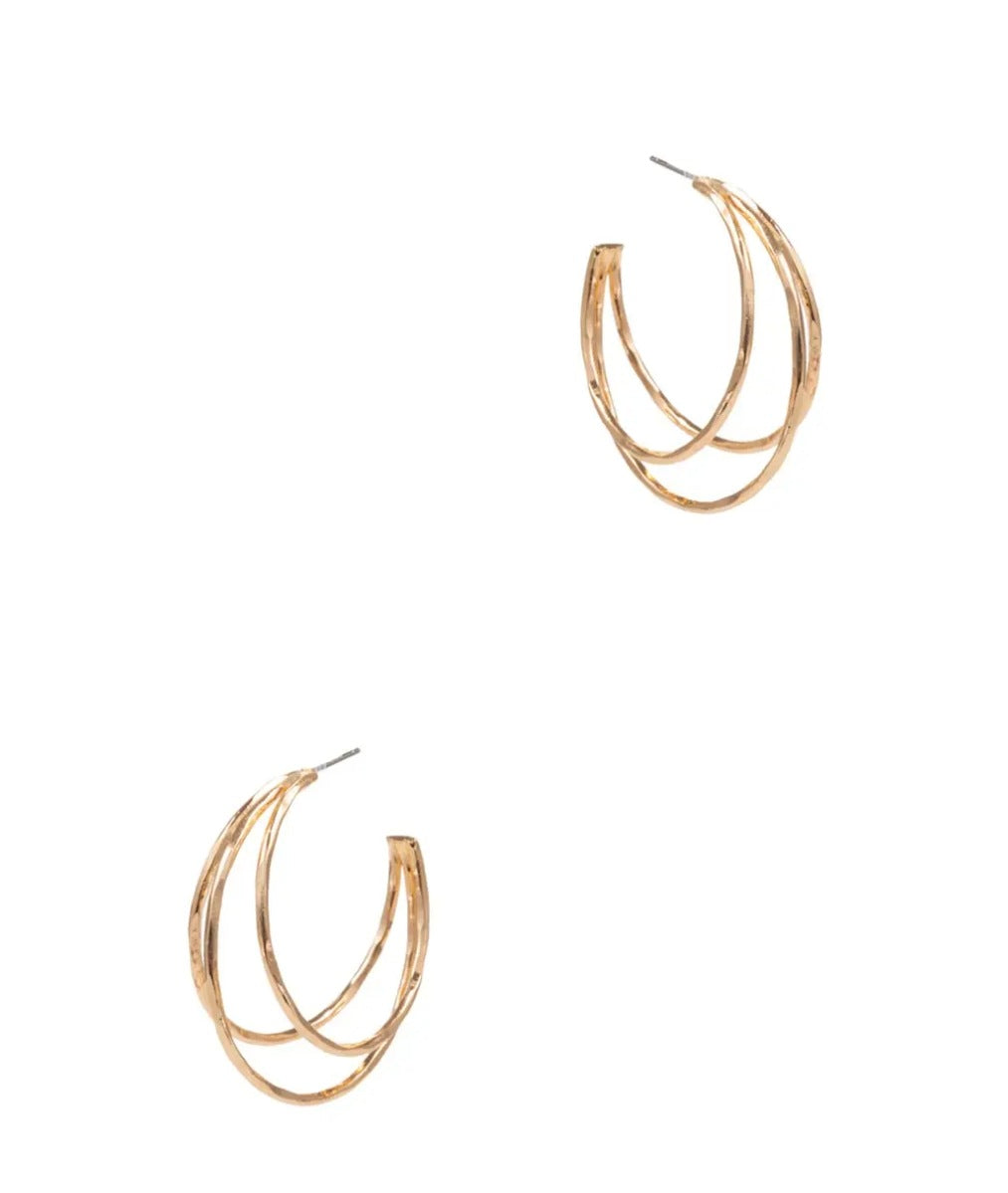 LAYERED HOOP EARRINGS & TWISTED CUFF BRACELET SET