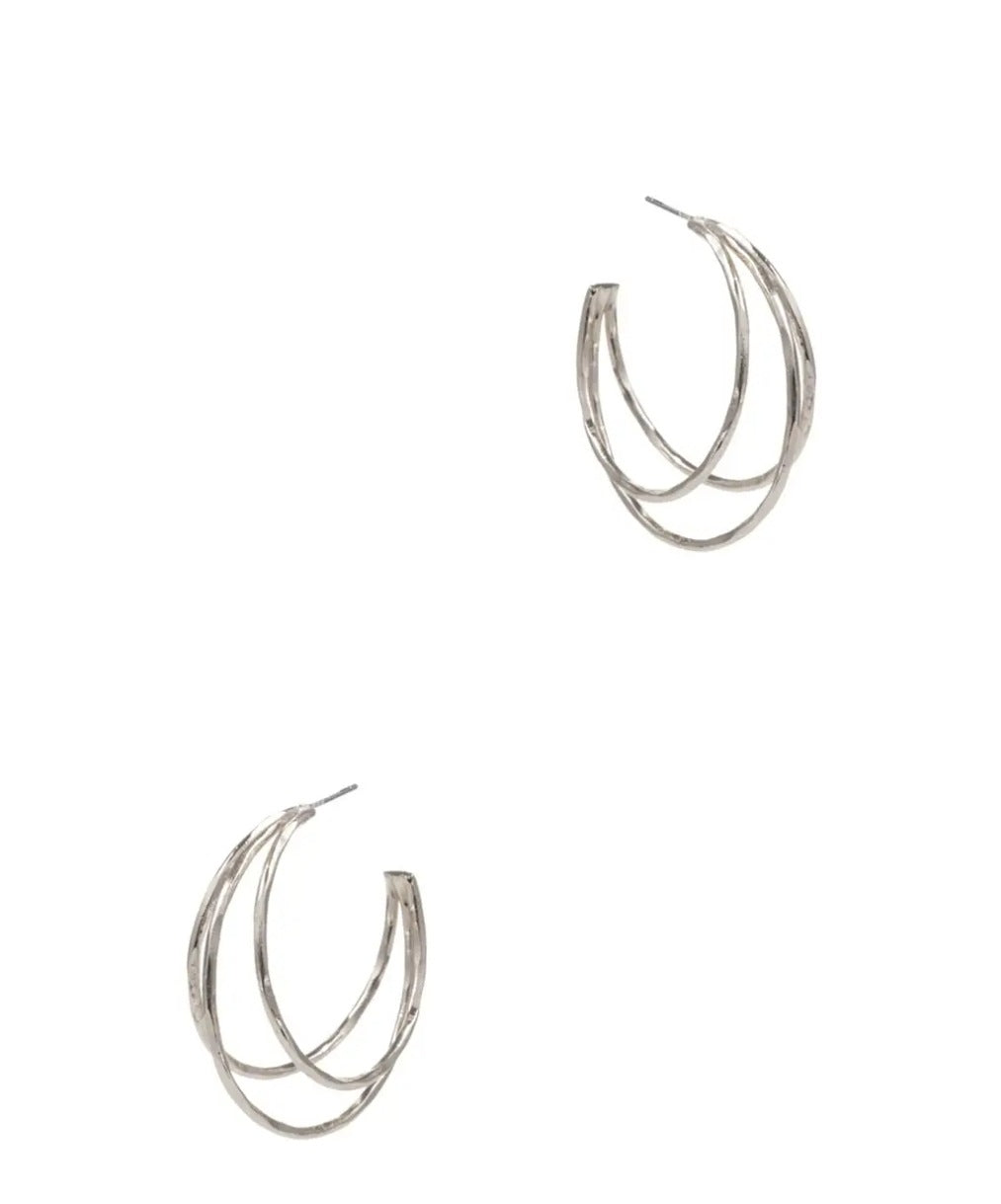 LAYERED HOOP EARRINGS & TWISTED CUFF BRACELET SET