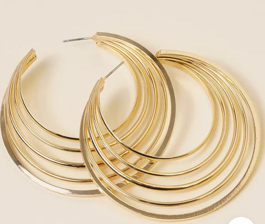 5 LAYER HOLLOW HOOP EARRINGS