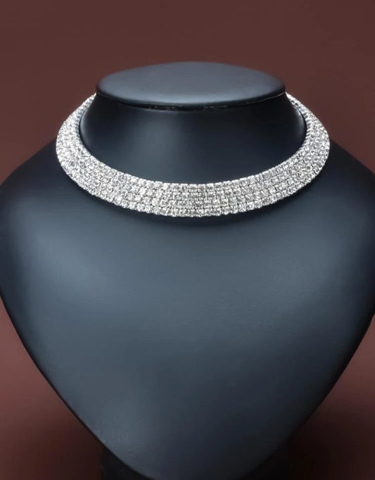 RHINESTONE CUFF CHOKER NECKLACE