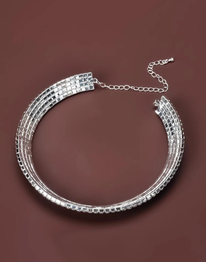 RHINESTONE CUFF CHOKER NECKLACE