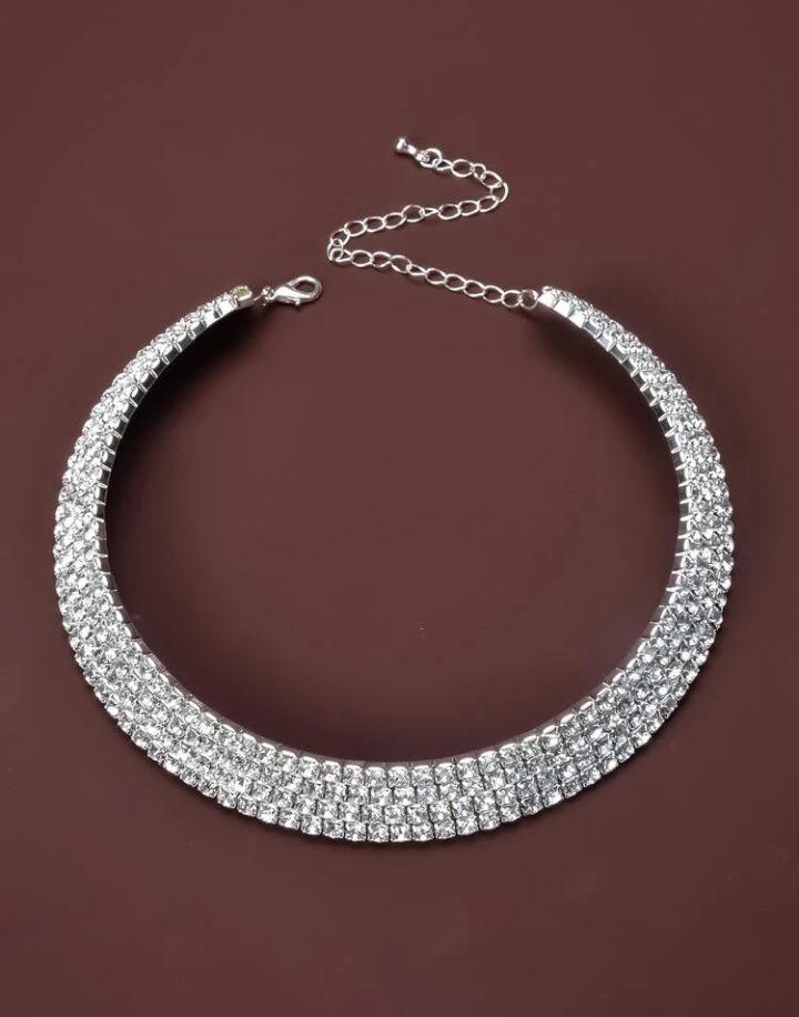 RHINESTONE CUFF CHOKER NECKLACE