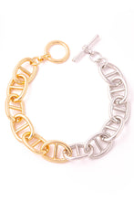 Load image into Gallery viewer, TWO-TONE OVAL TOGGLE CHAIN NECKLACE &amp; BRACELET SET
