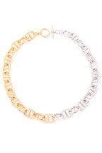 TWO-TONE OVAL TOGGLE CHAIN NECKLACE & BRACELET SET